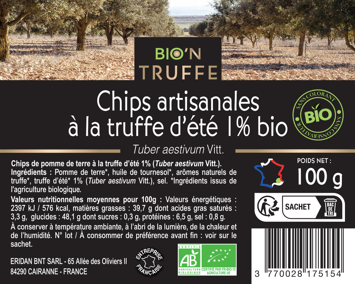 Descriptif des chips artisanales à la truffe d'été 1% Bio